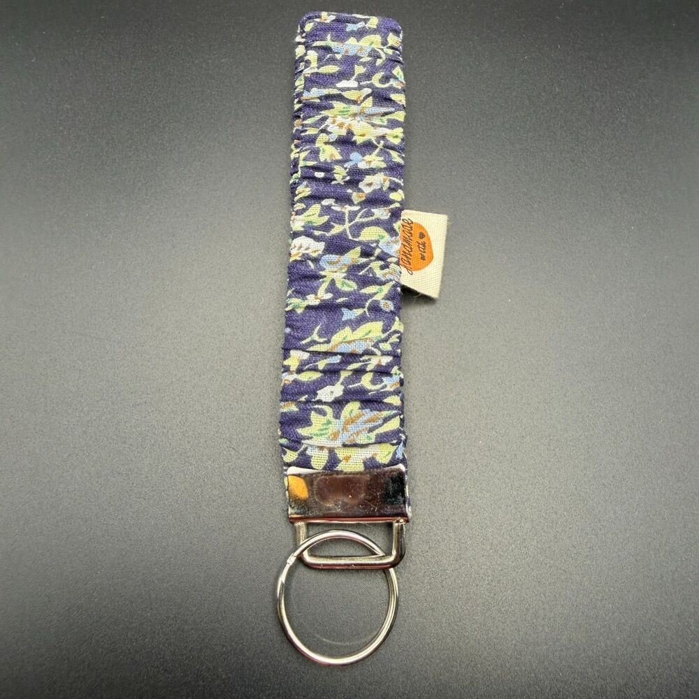 Handmade Floral Fabric Scrunchie Wristlet Keychain Strap